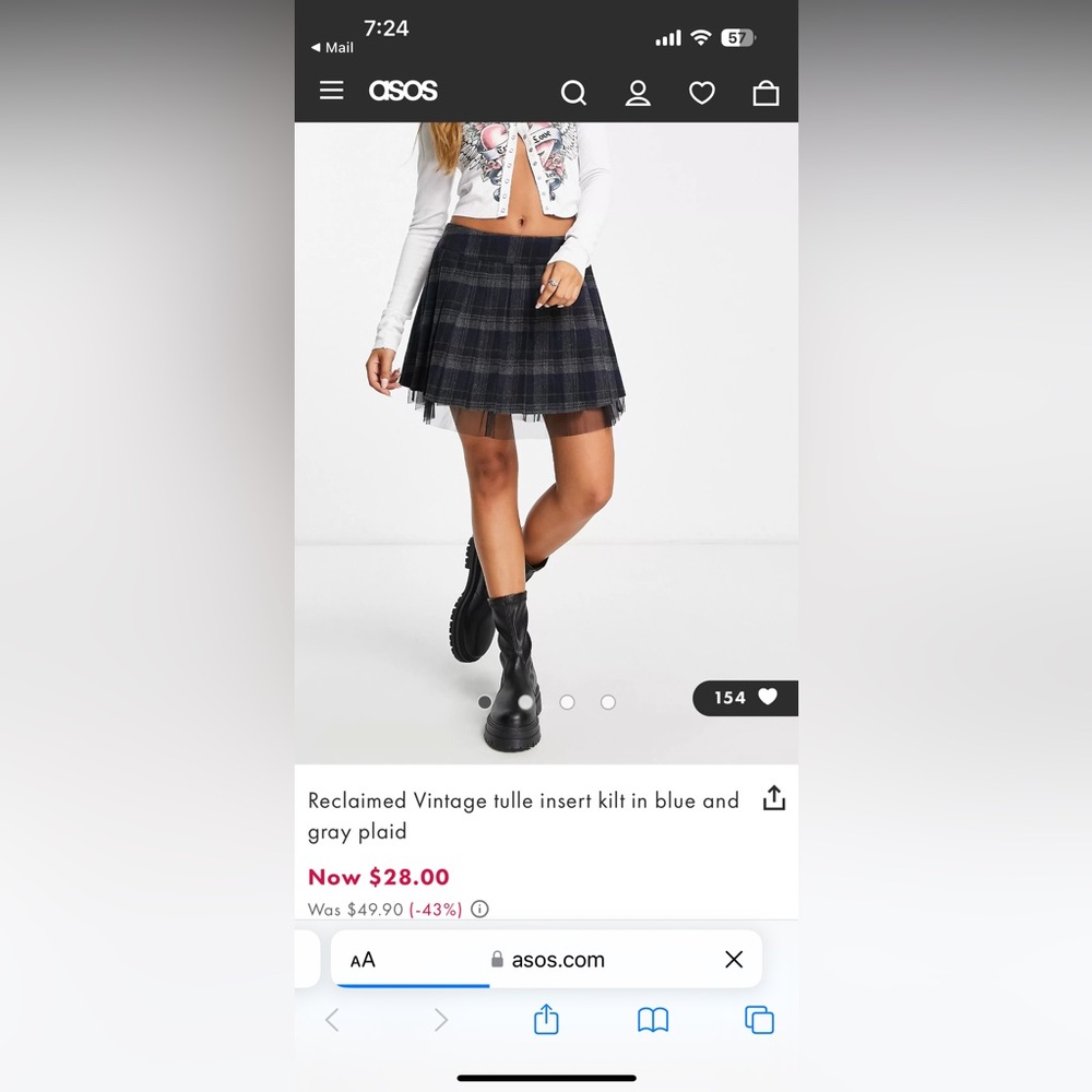Blue and Grey plaid skirt